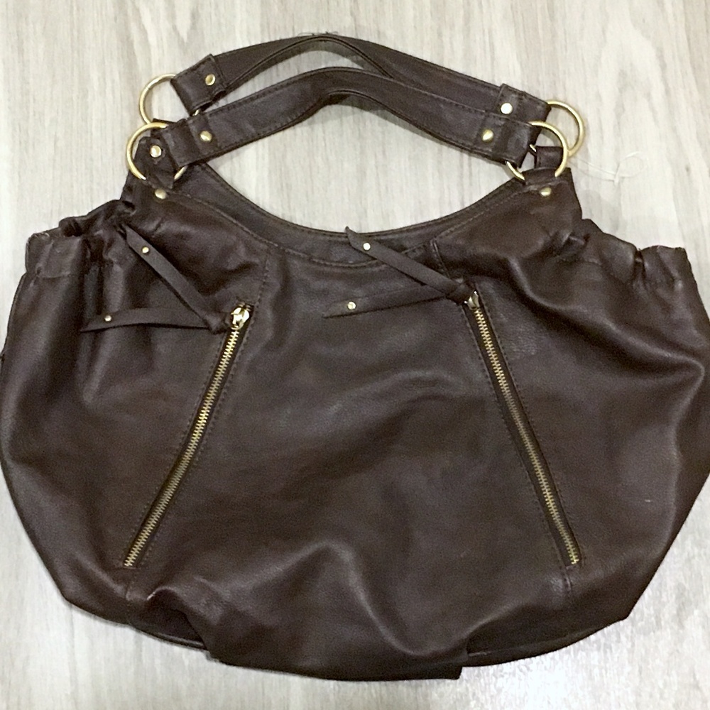 Nine West Hobo Brown Leather Shoulder Bag Purse